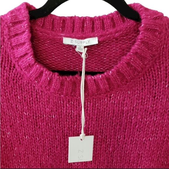 NWT Z Supply Annie Puff Sleeve Crew Neck Sweater Womens size L in Jewel Pink - Picture 8 of 12